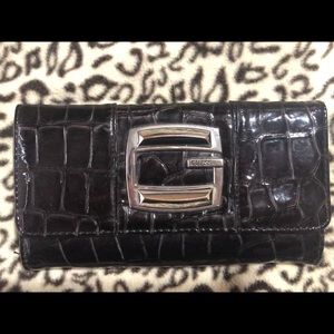 LAST CHANCE Black patent GUESS checkbook wallet